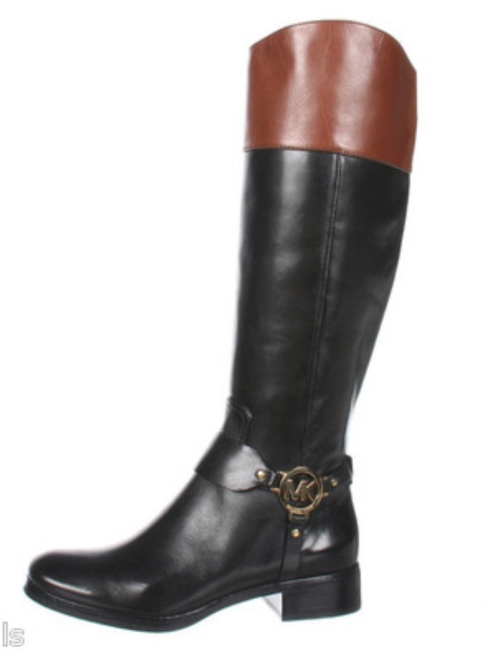 Michael Kors Fulton Harness Riding Boots Black Leather Womens 8
